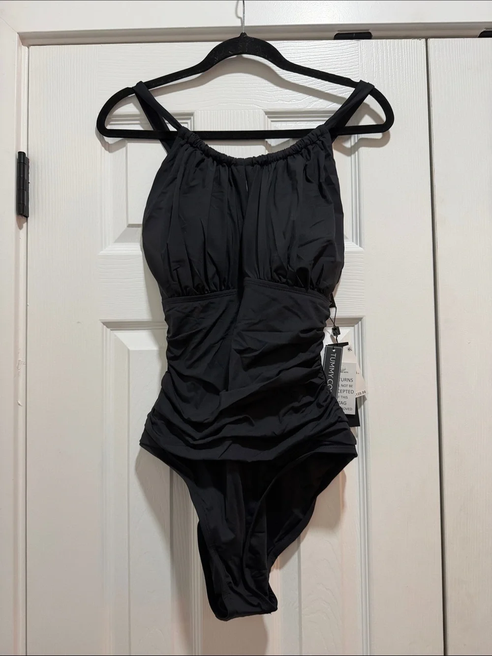 NWT LA BLANCA Black One-Piece Tummy Control Swimsuit 14
